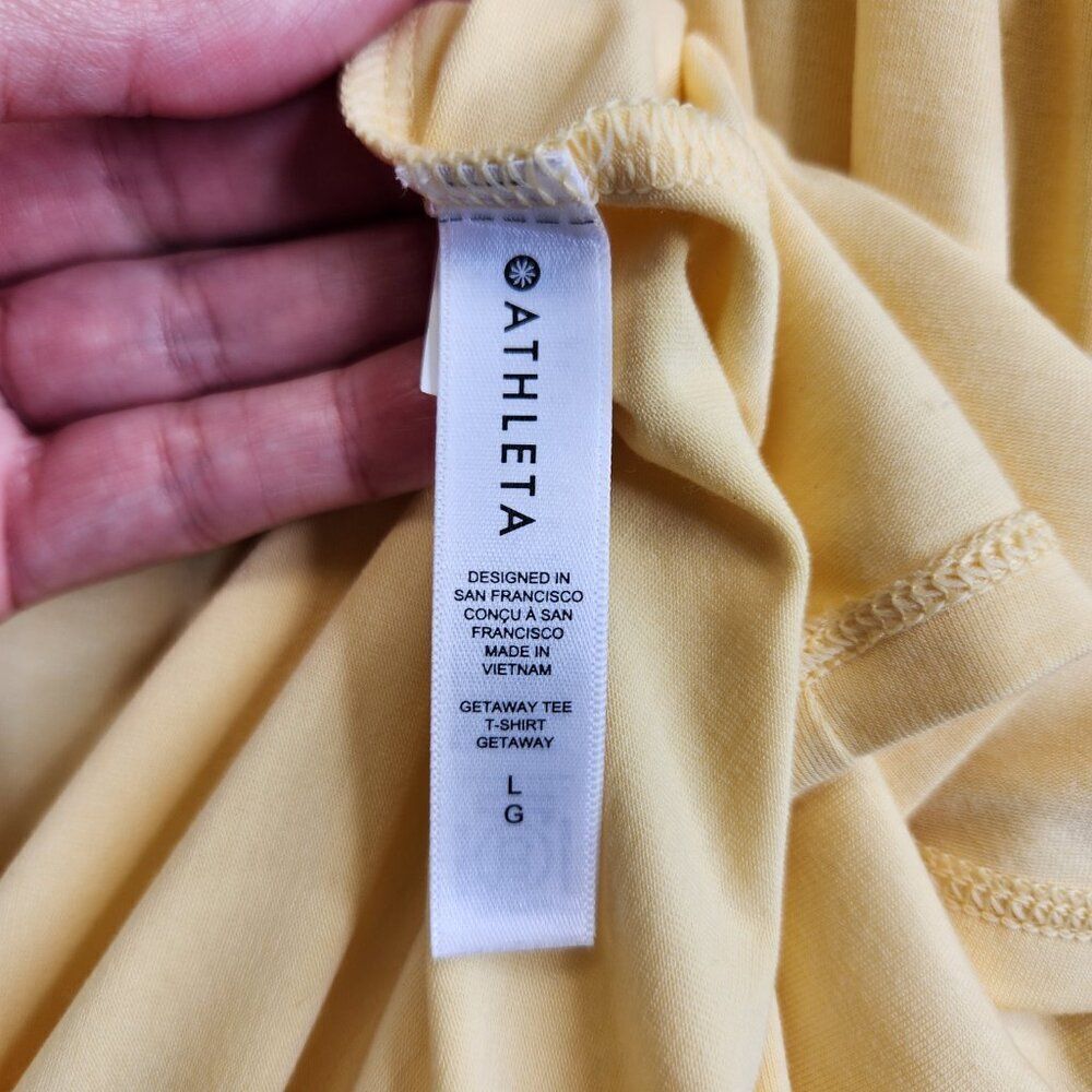 Athleta Light Yellow Short Sleeve Draped Tee - Picture 11 of 14